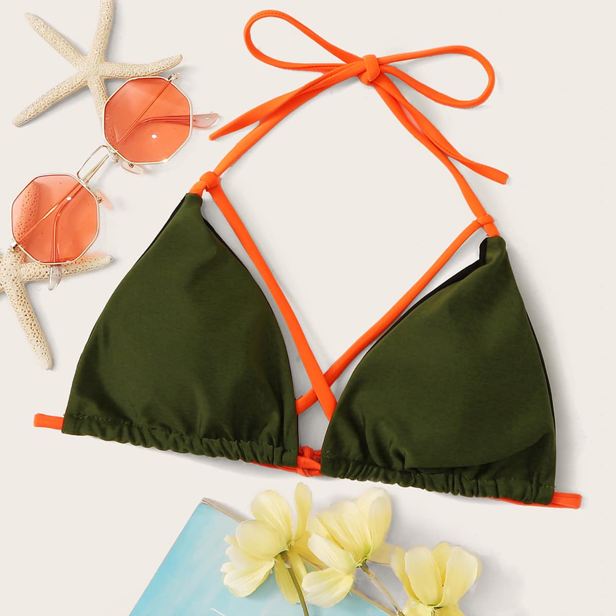 

Triangle Halter Bikini Top, Multicolor