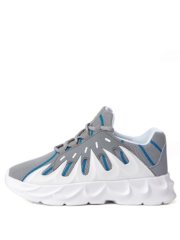 

Men Striped Mesh Panel Chunky Sneakers, Grey