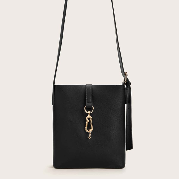 

Leather Look Crossbody Bag With Inner Pouch, Black