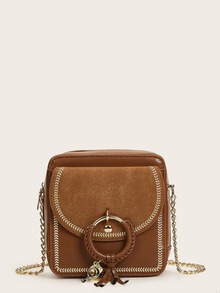 Stitch Trim Tassel Decor Chain Bag