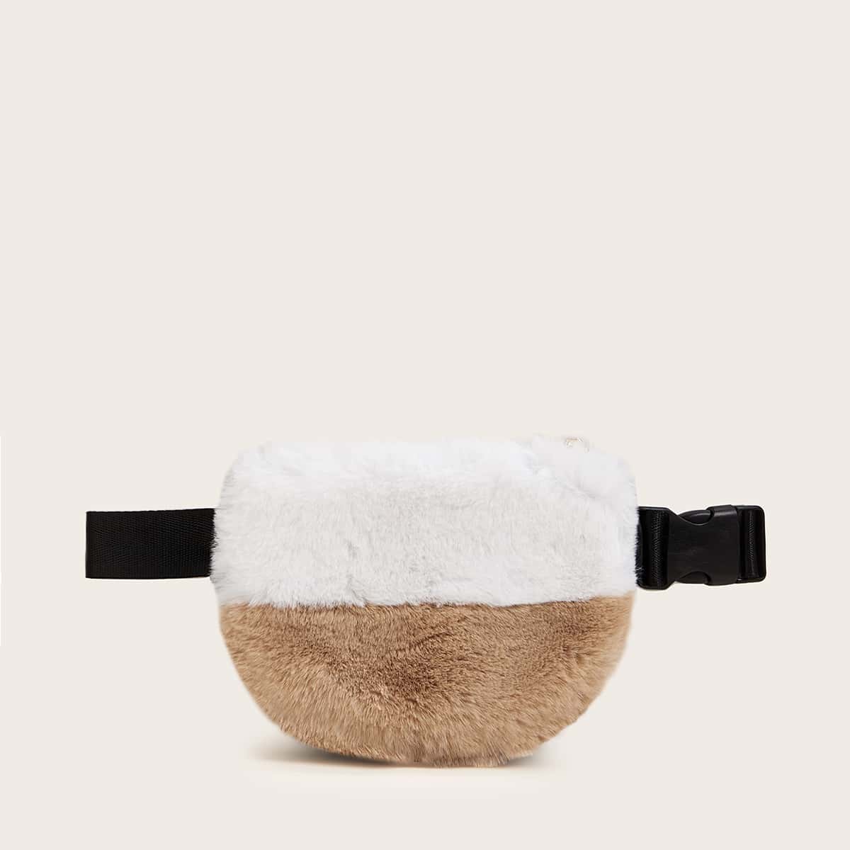 

Two Tone Fluffy Fanny Pack, Multicolor
