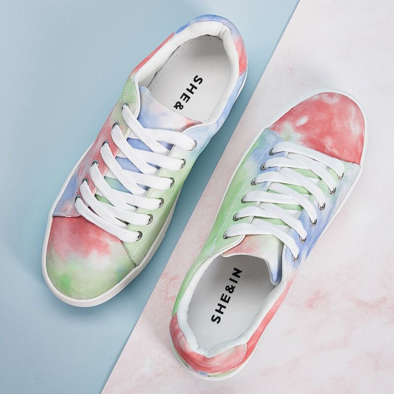

Tie Dye Lace-up Front Sneakers, Multicolor