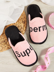 Letter Embroidered Slippers