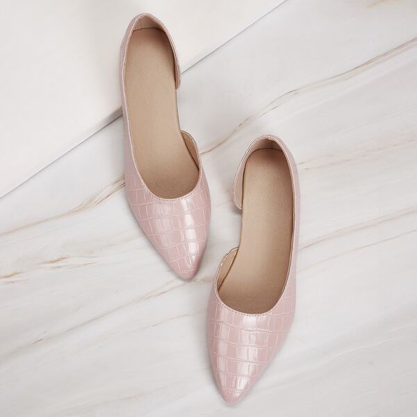

Croc Embossed Dorsay Flats, Pink