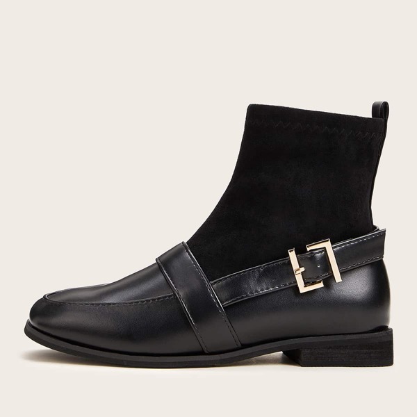 

Buckle Decor Ankle Boots, Black