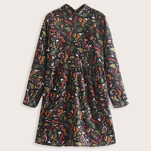 

Paisley Print Tie Back Smock Dress, Multicolor