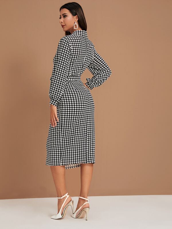 houndstooth wrap dress