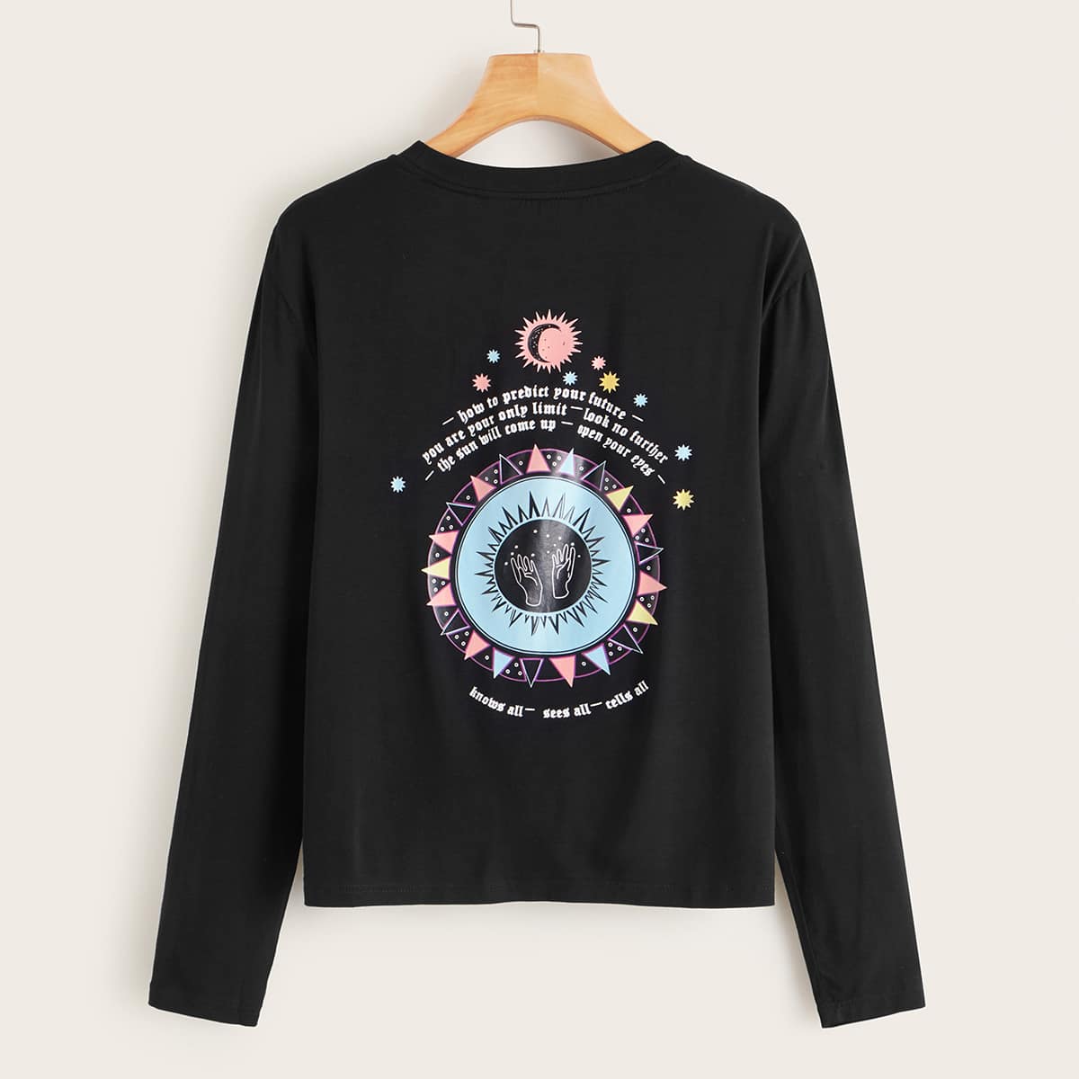 

Letter Graphic Long Sleeve Tee, Black