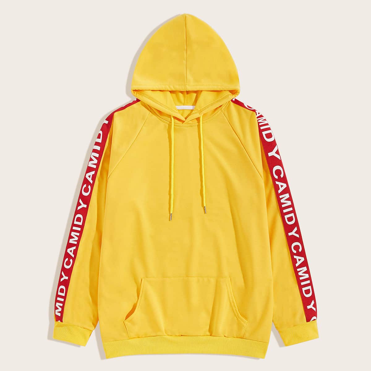 

Guys Letter Tape Drawstring Hoodie, Yellow