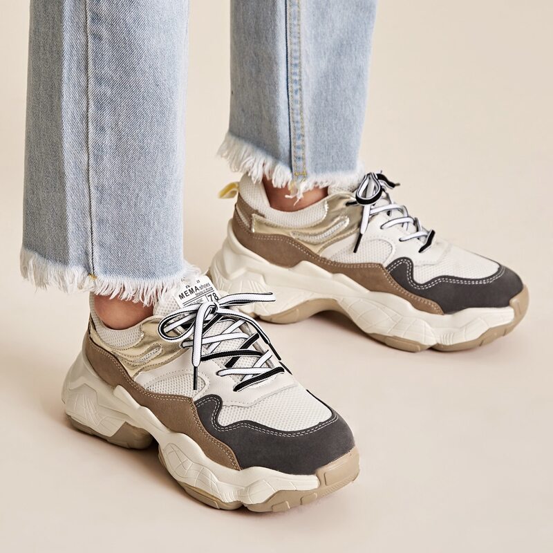 

Lace Up Chunky Trainers, Multicolor