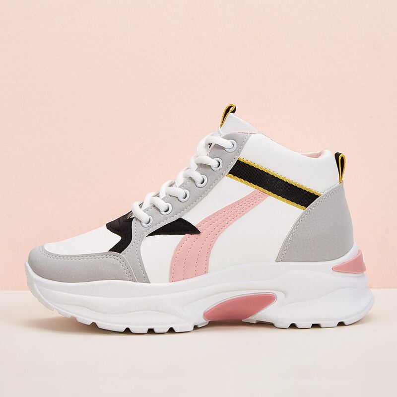 

High Top Colorblock Chunky Sneakers, Multicolor