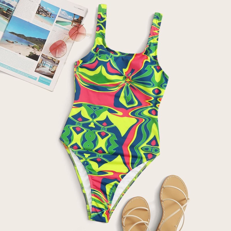 

Tie Dye High Cut Tank Swimsuit, Multicolor