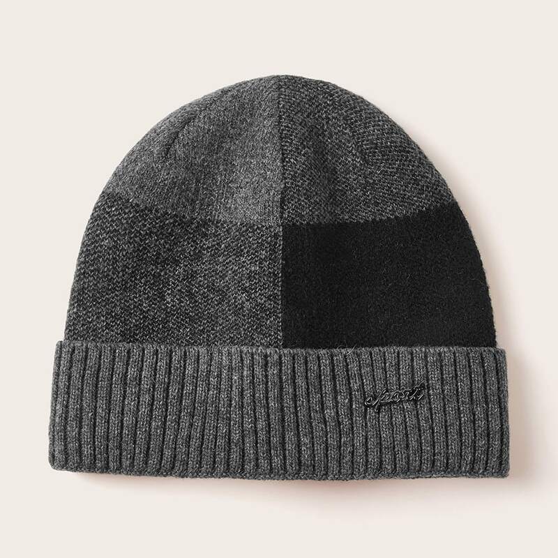 

Guys Plaid Knit Beanie, Grey