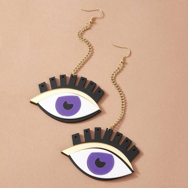 

1pair Chain Decor Eye Drop Earrings, Multicolor