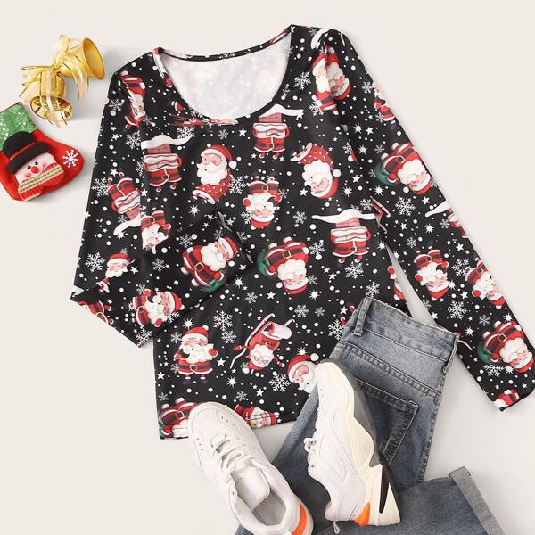 

Ugly Christmas New Year Scoop Neck Tee, Multicolor