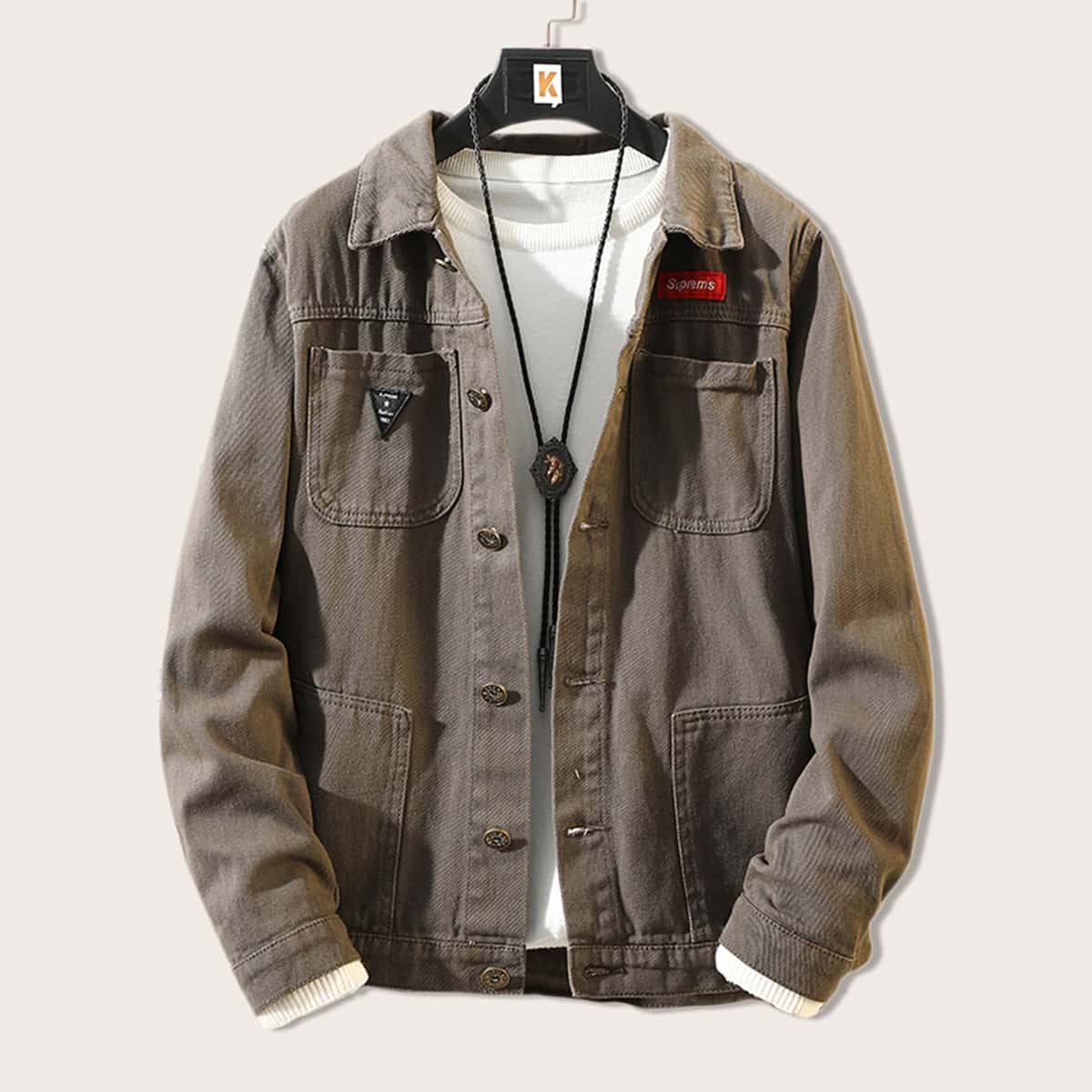 

Guys Patched Pocket Front Jacket, Brown
