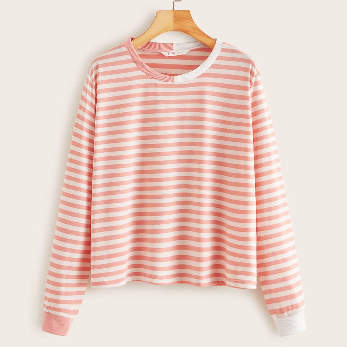 

Striped Long Sleeve Tee, Pink
