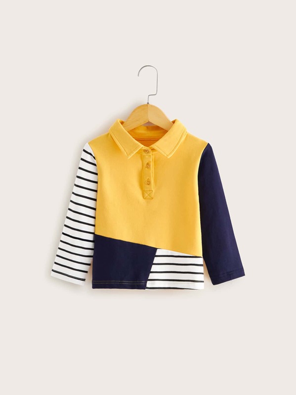 

Toddler Boys Cut And Sew Striped Polo Shirt, Multicolor