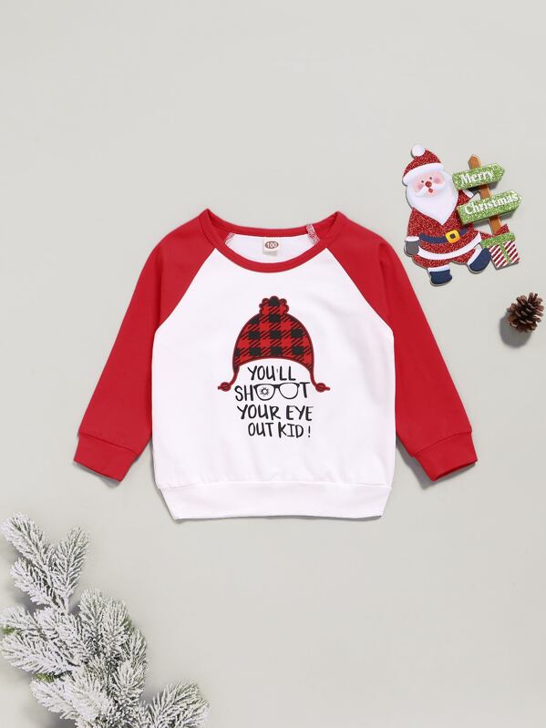 

Toddler Boys Contrast Raglan Sleeve Slogan Graphic Sweatshirt, Multicolor