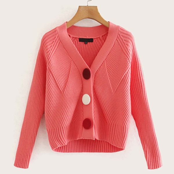 

Button Through Raglan Sleeve Cardigan, Red