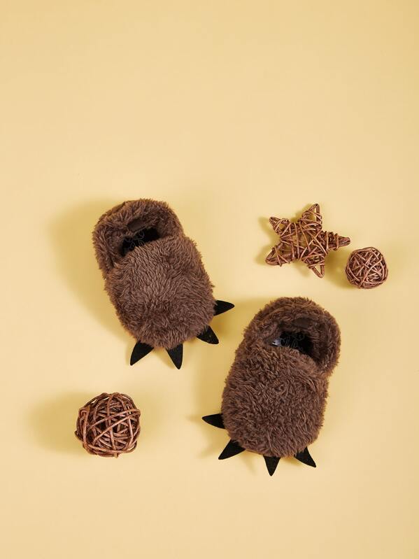 

Baby Boy Bear Claw Shape Fluffy Flats, Brown