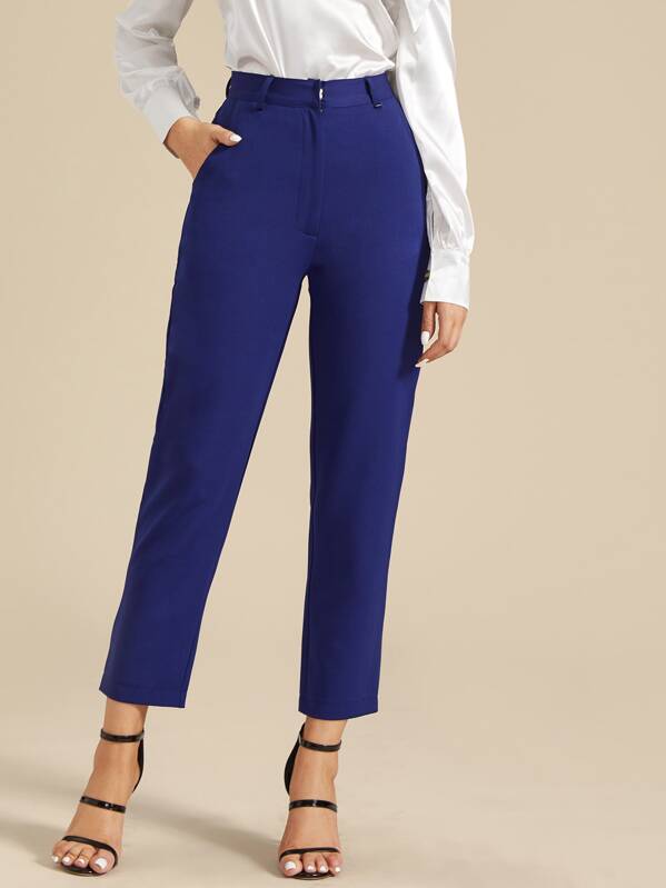 

Zip Up Straight Leg Pants, Navy, Nathane
