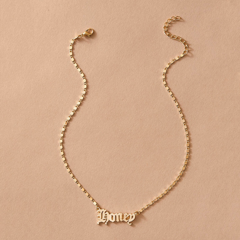 

Letter Charm Necklace 1pc, Gold