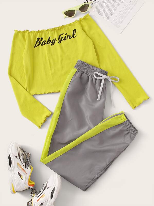 

Bardot Lettuce Trim Tee & Windbreaker Sweatpants, Multicolor
