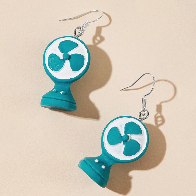 

1pair Fan Drop Earrings, Blue