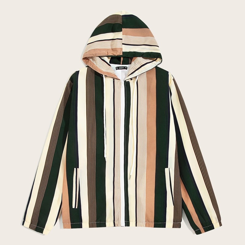 

Guys Zip Up Striped Hoodie Jacket, Multicolor