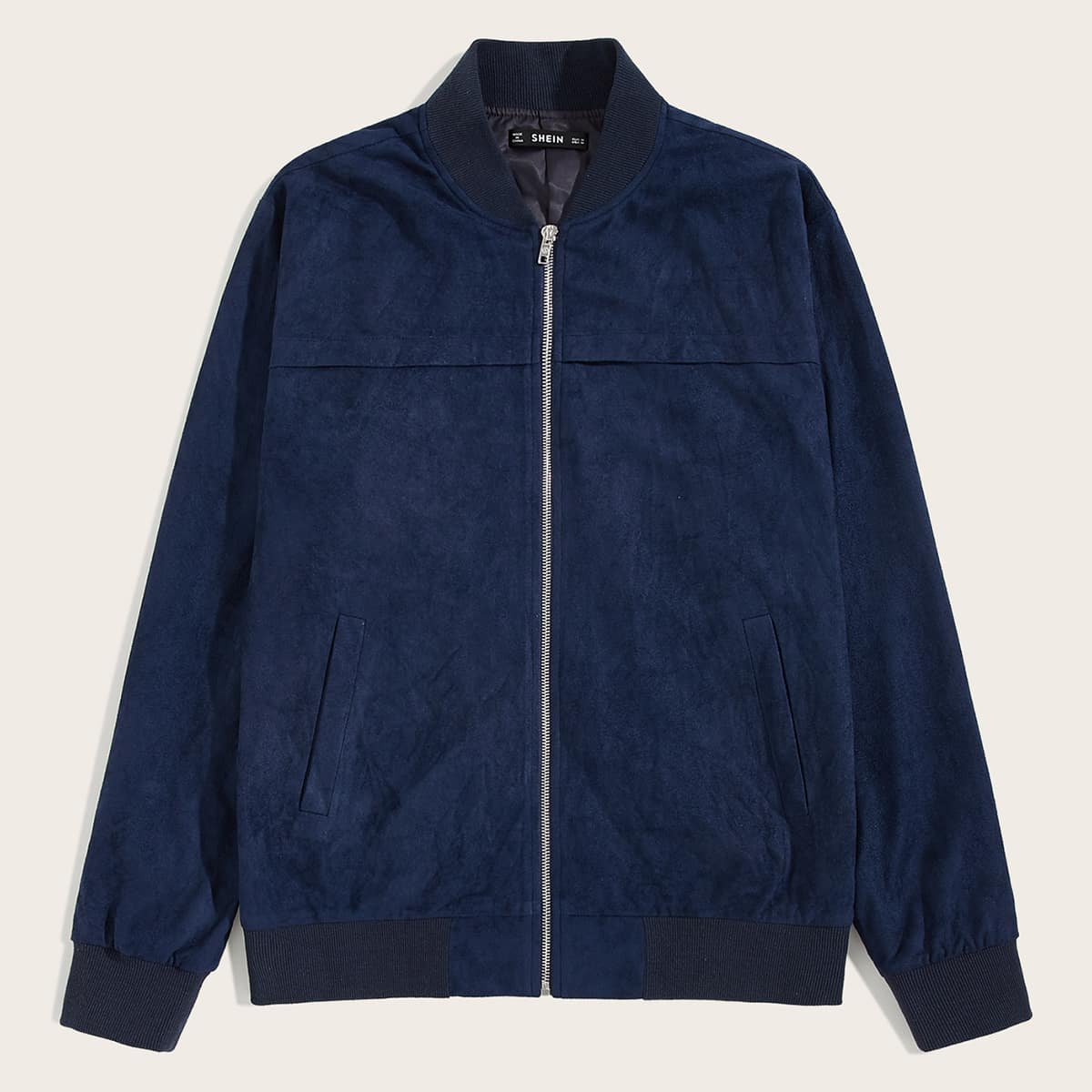 

Guys Zip Up Suede Bomber Jacket, Navy