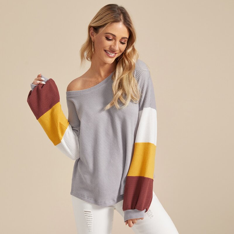

Contrast Panel Waffle Knit Tee, Multicolor