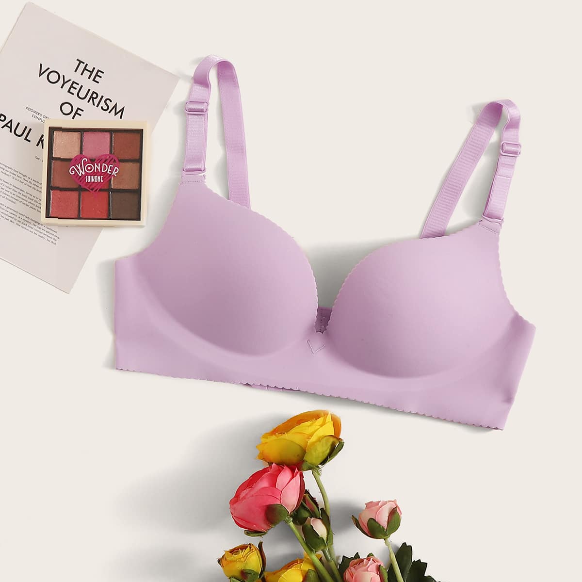 

Solid Wireless Seamless Bra, Purple