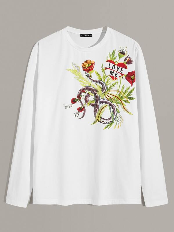 

Men Long Sleeve Graphic Tee, White