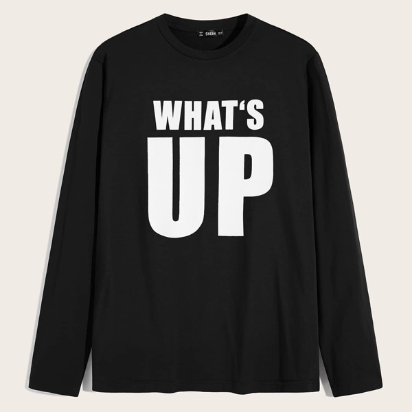 

Men Slogan Graphic Tee, Black