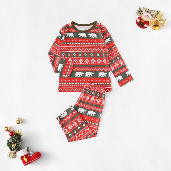 

Christmas Girls Cartoon Graphic PJ Set, Multicolor
