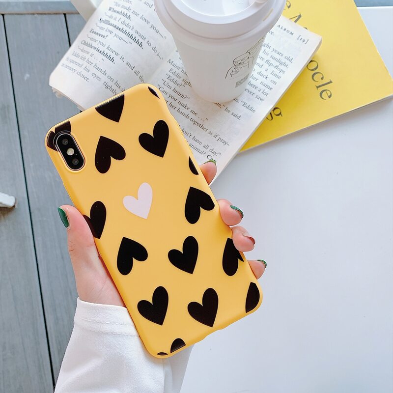 

Heart Print iPhone Case, Yellow