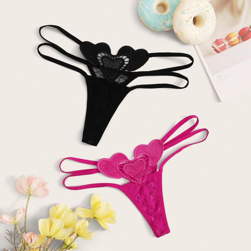 

2pack Heart Harness Panty Set, Multicolor