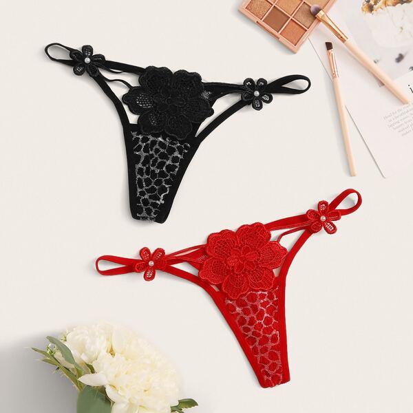 

2pack Floral Appliques Panty Set, Multicolor