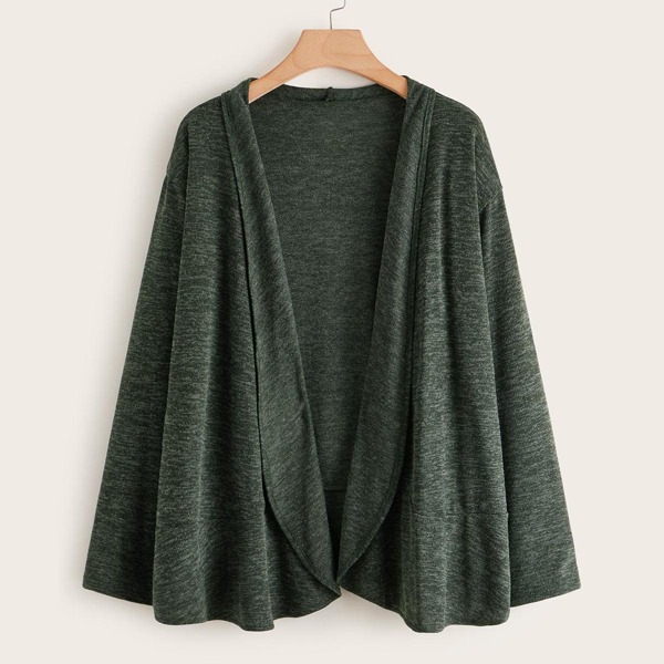 

Plus Open Front Space Dye Cardigan, Green
