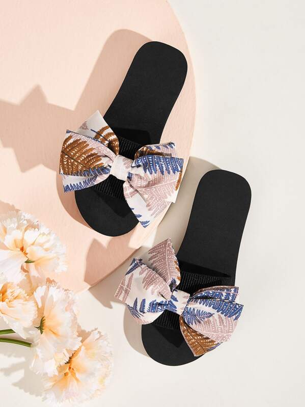 

Girls Open Toe Bow Decor Sliders, Multicolor