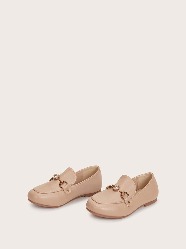 

Toddler Girls Faux Pearl Decor Flat Loafers, Beige
