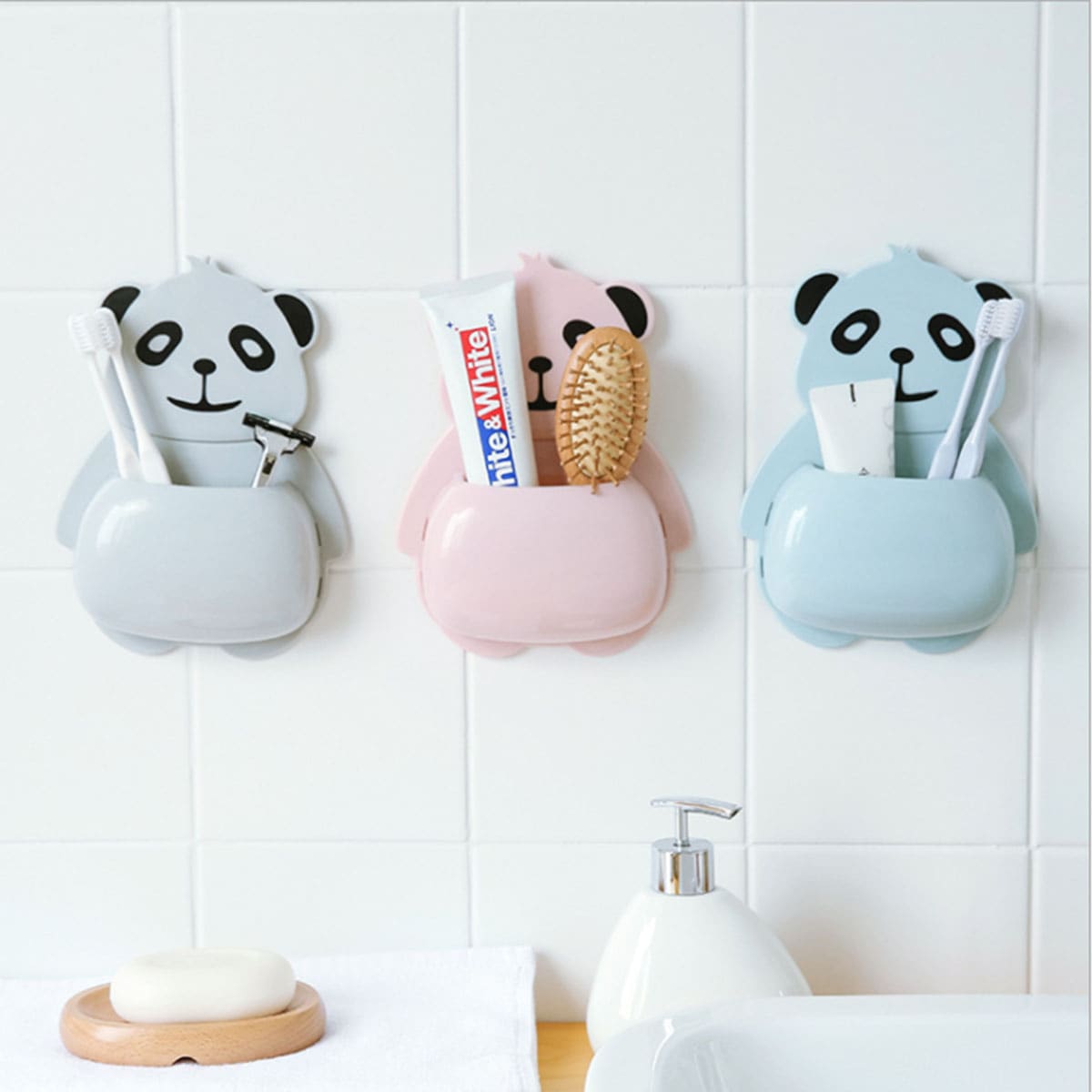 

1pc Random Wall Mount Bear Design Toothbrush Holder, Multicolor