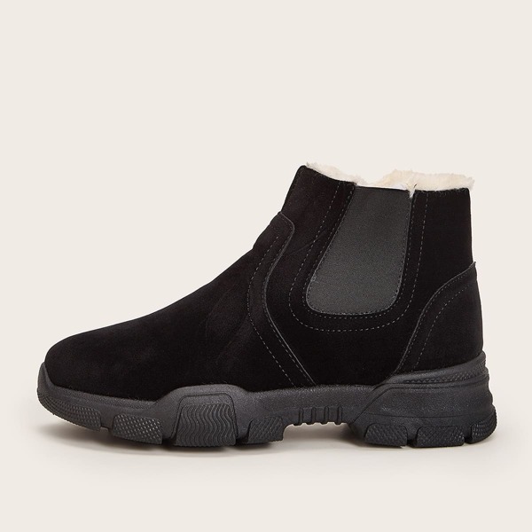 

Men Faux Fur Lined Chelsea Boots, Black