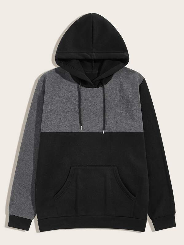 Men Two Tone Drawstring Hoodie, Multicolor