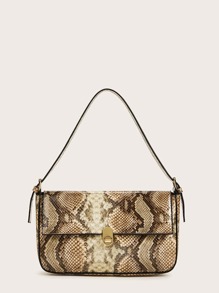 Snakeskin Flap Tote Bag