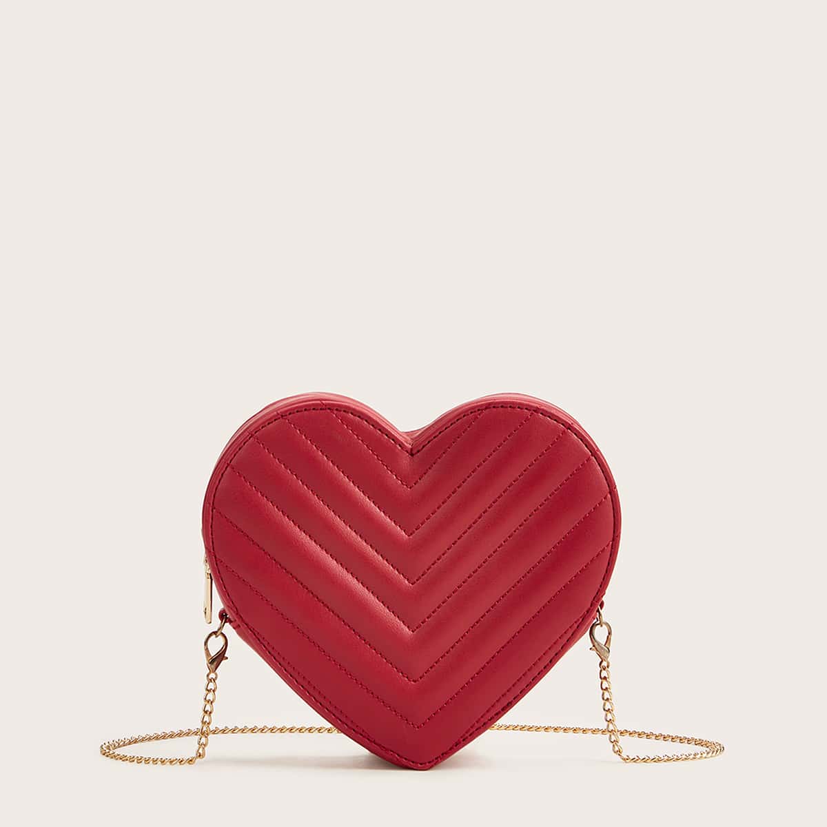 

Heart Shaped New Year Chevron Crossbody Bag, Burgundy