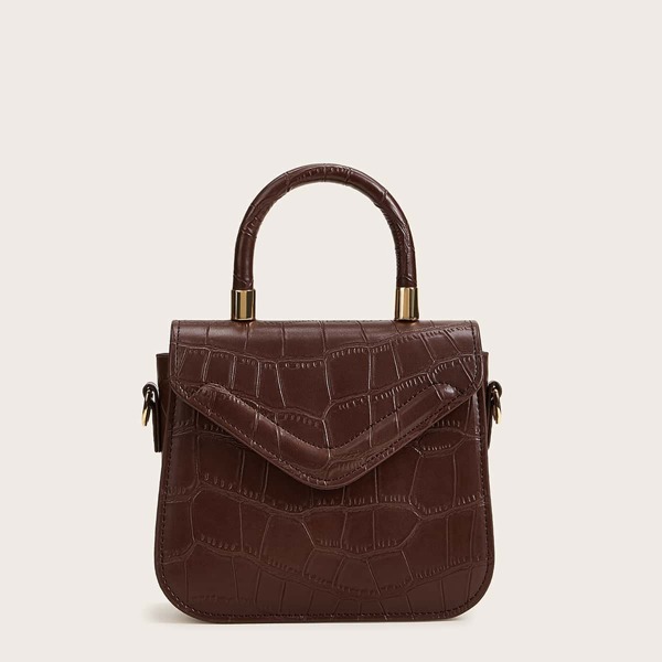

Croc Embossed Satchel Bag