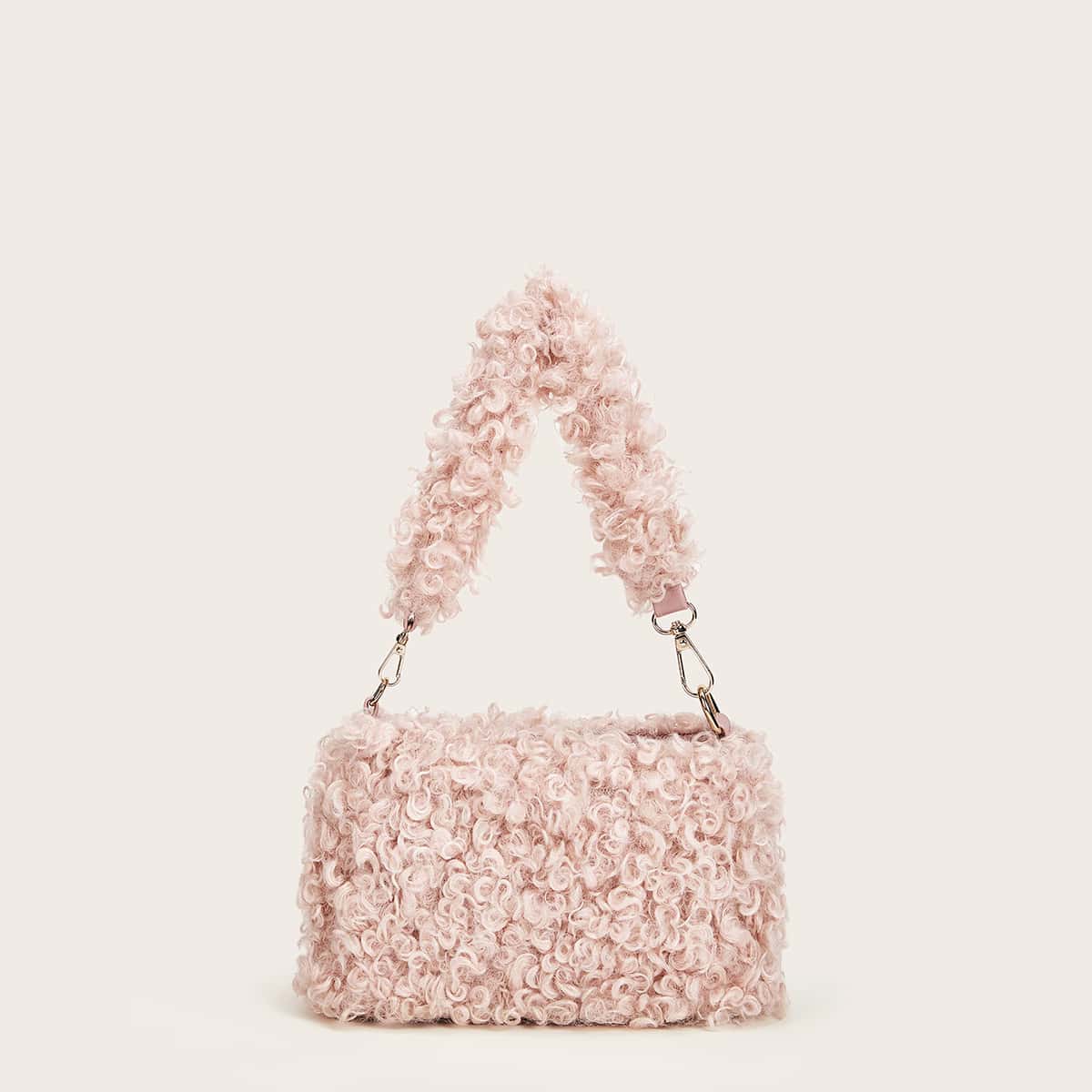 

Faux Fur Cover All Satchel Bag, Pink