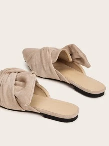 Point Toe Ruched Flat Mules - Apricot - View 5